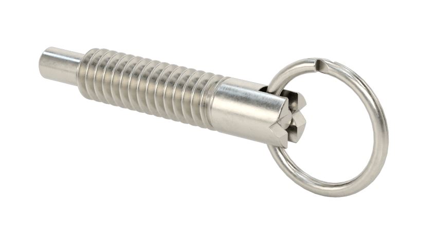 8500A31_18-8 EMBOLO DE RESORTE RETRACTIL DE ANILLO DE TRACCION, ACERO INOXIDABLE 18-8