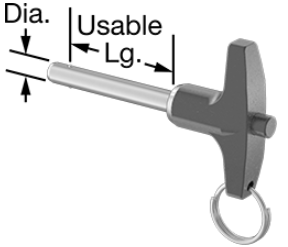 PASADOR DE LIBERACION EN T, ANILLO INOXIDABLE 17-4, DIAMETRO 3/16", LONGITUD 3"