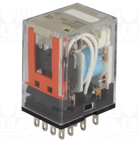 MY4N-D2 RELE DE POTENCIA MINIATURA, 4 POLOS, CONTACTO UNICO, DIODO INCORPORADO, 24VDC