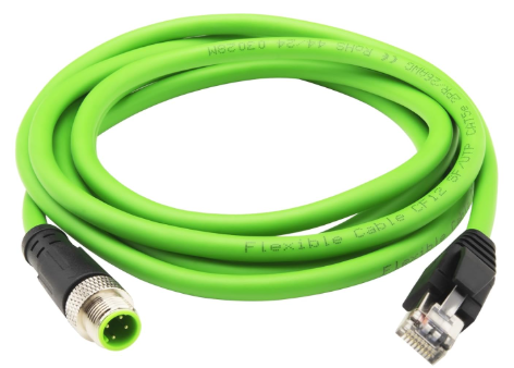 CABLE ETHERNET CONECTOR CODO M12 4 PINES A RJ45,  3 MTS