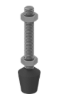   Tornillo de sujeción de la abrazadera de palanca Punta plana fija de goma, longitud total de 3-1/2", acero