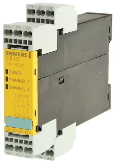 Siemens Single-Channel Light Beam/Curtain Safety Relay, 24V ac/dc, 3 Safety Contacts 3TK2821-2CB30