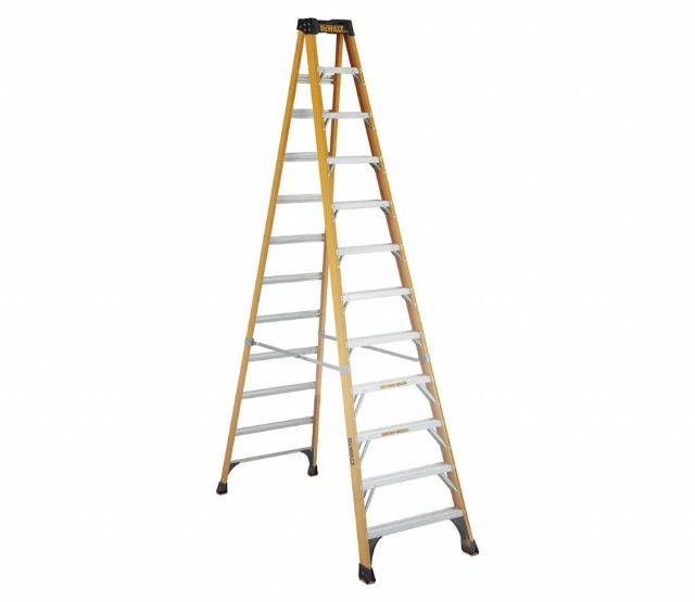 DXL3410-12 ESCALERA DE TIJERA DE FIBRA DE VIDRIO, CAPACIDAD DE 375 LIBRAS, ALTURA DE 12 PIES